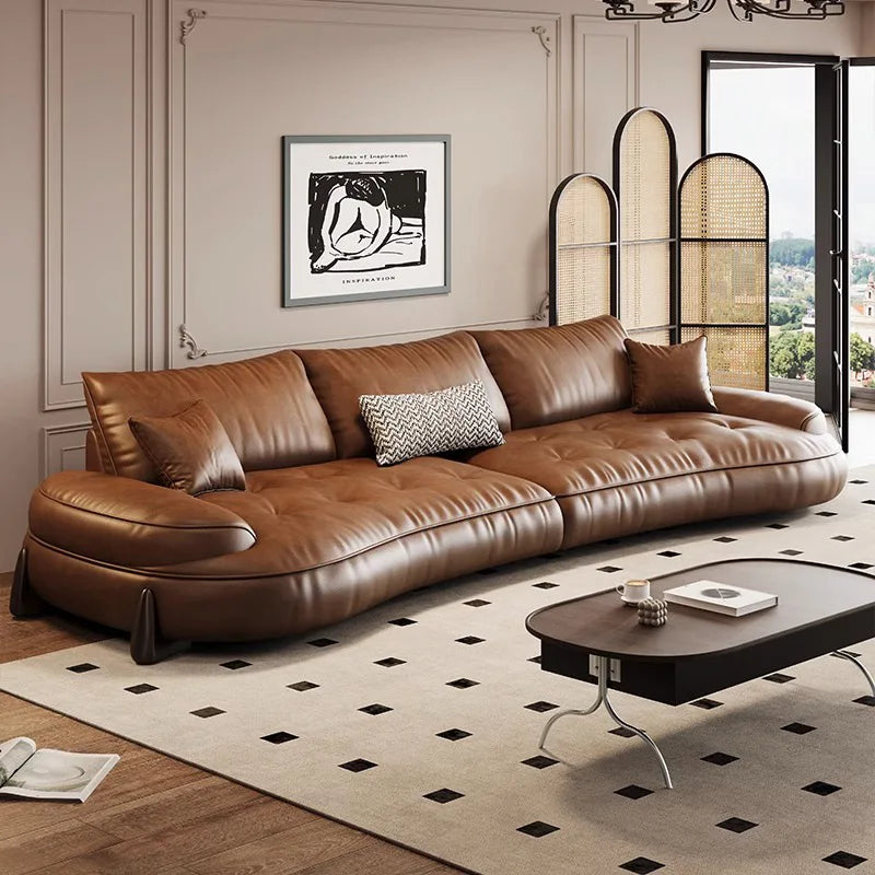 Wood Brown European Sofas Waterproof Armrest Luxury Floor Lounges Couch Puffs Nordic Designer Divani 2 Posti Unique Furniture