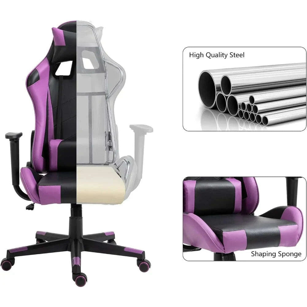 KIMLUD, Modern-Depo Gaming Chair Recliner, Ergonomic Swivel Office Computer Desk Chair with Headrest Lumbar Support, Black Purple, KIMLUD Womens Clothes