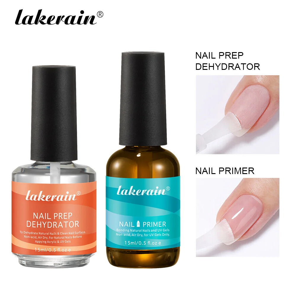2Pcs/set Nail Primer Fast Air Dry Prep Dehydrator For Nail Soak Off Base Primer Gel First Nails Gel For Professional Manicure