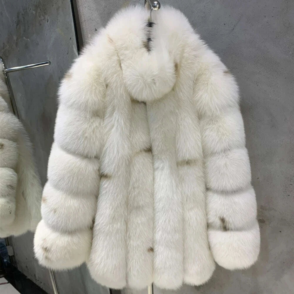 KIMLUD, Long Fox Fur Coats Wholesale Winter Female Natural Fox Fur OutWear Full Pelt Real Fox Fur Jackets with Long Sleeve 909, KIMLUD Womens Clothes