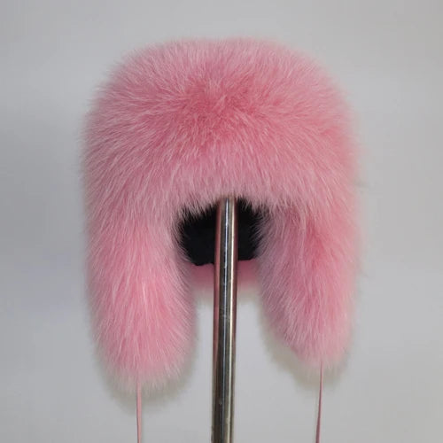 2025 New Women Natural Fox Fur Russian Ushanka Hats Winter Thick Warm Ears Fashion Bomber Hat Lady Genuine Real Fox Fur Cap