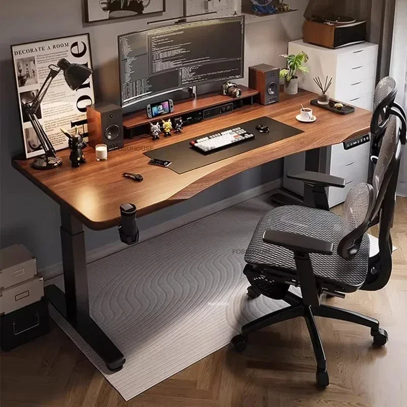 Nordic Office Computer Desks Gaming Table Smart Office Furniture Solid Wood Electric Lift Standing Table Luxury Home Study Table