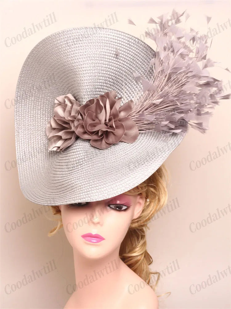 Feather Derby Party Fascinator Hat Solid — Black | KIMLUD