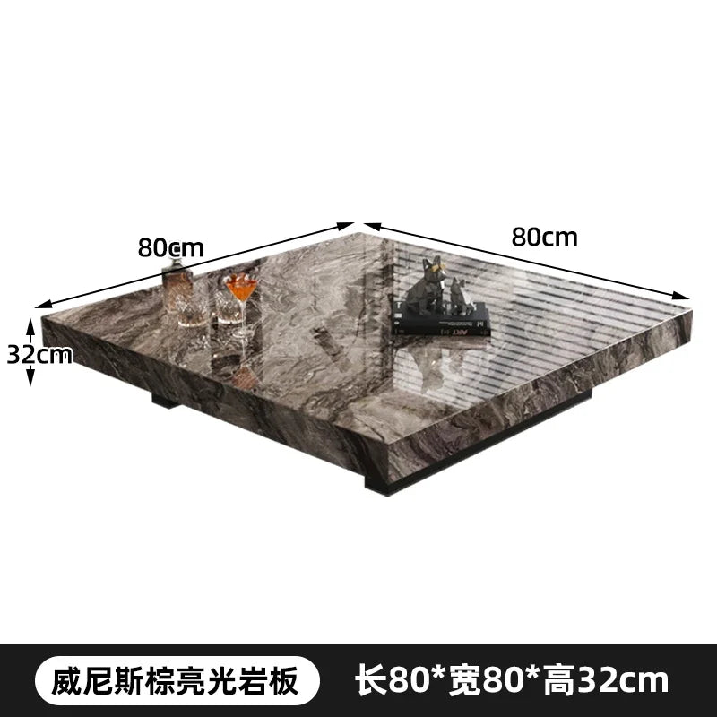 Rock Slab Coffee Table Rectangular Countertop — White | KIMLUD