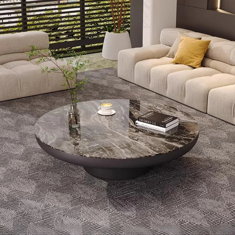 Italian Luxury Coffee Table Round Minimalist Living Room Aesthetic Coffee Table Service Simple Mesa Auxiliar Home Furniture
