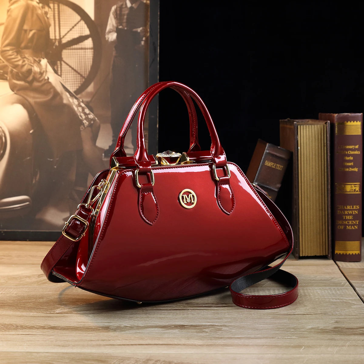 Luxury Designer Shoulder Bag Women Phone Pocket Leopard Pattern Diagonal Cross Bag Patent Leather Glossy Retro Versatile Handbag