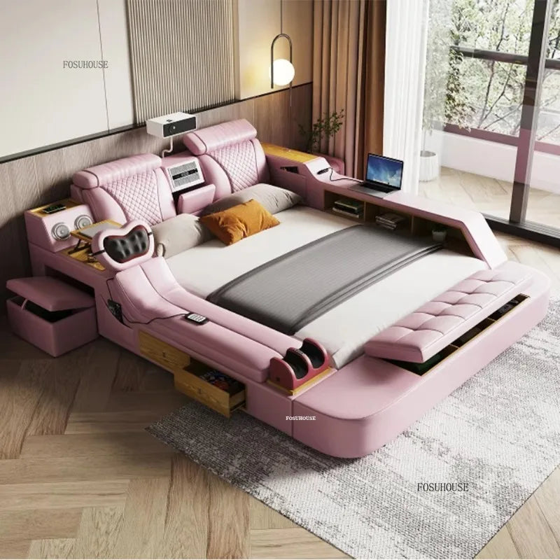Simple Bedroom Beds Smart Massage Tatami Double Bed Modern Wedding Bed with Projector Multifunctional Beds Bedroom Furniture