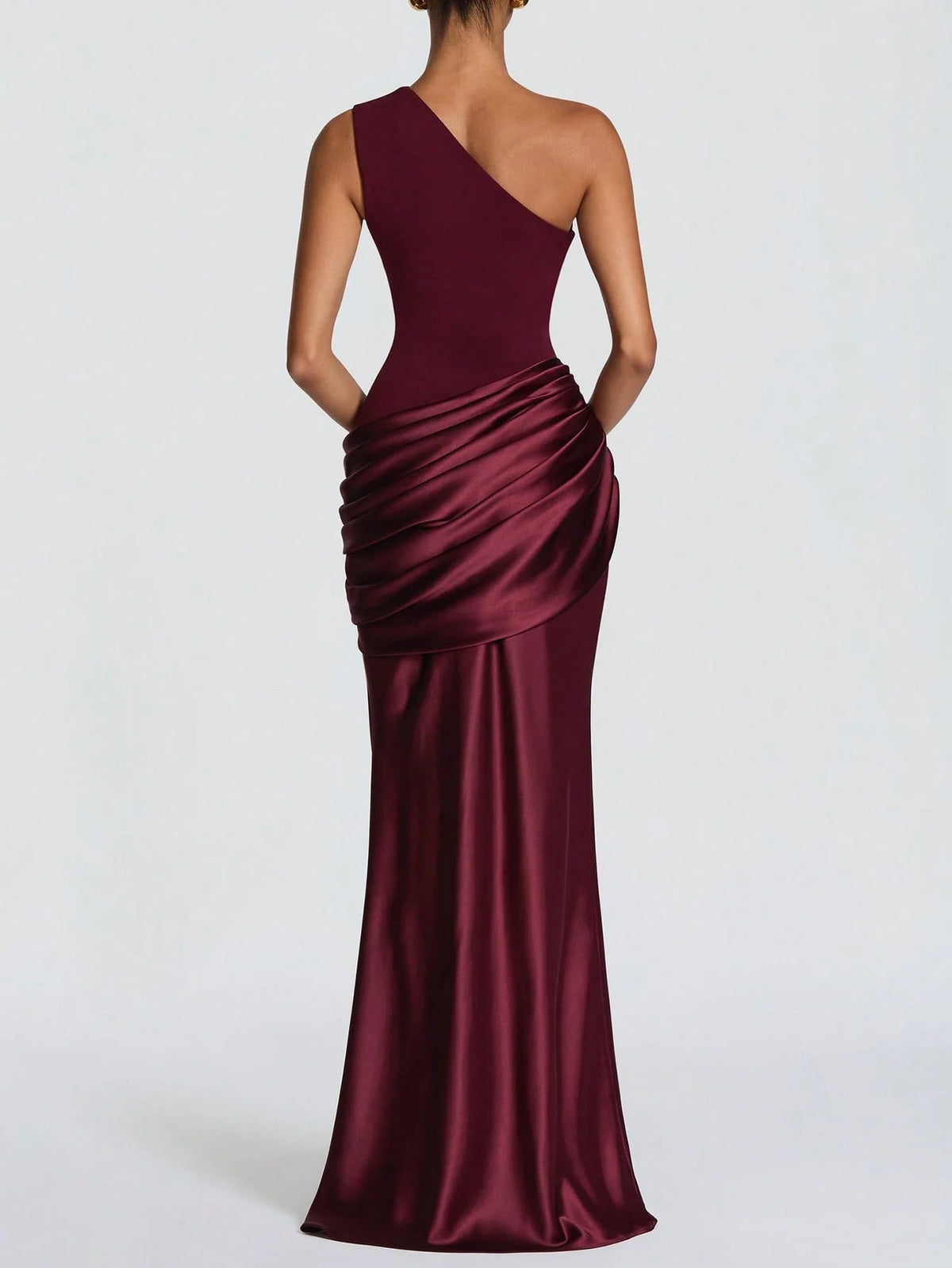 One Shoulder Maxi Dress – One Shoulder – Bodycon – Red | KIMLUD