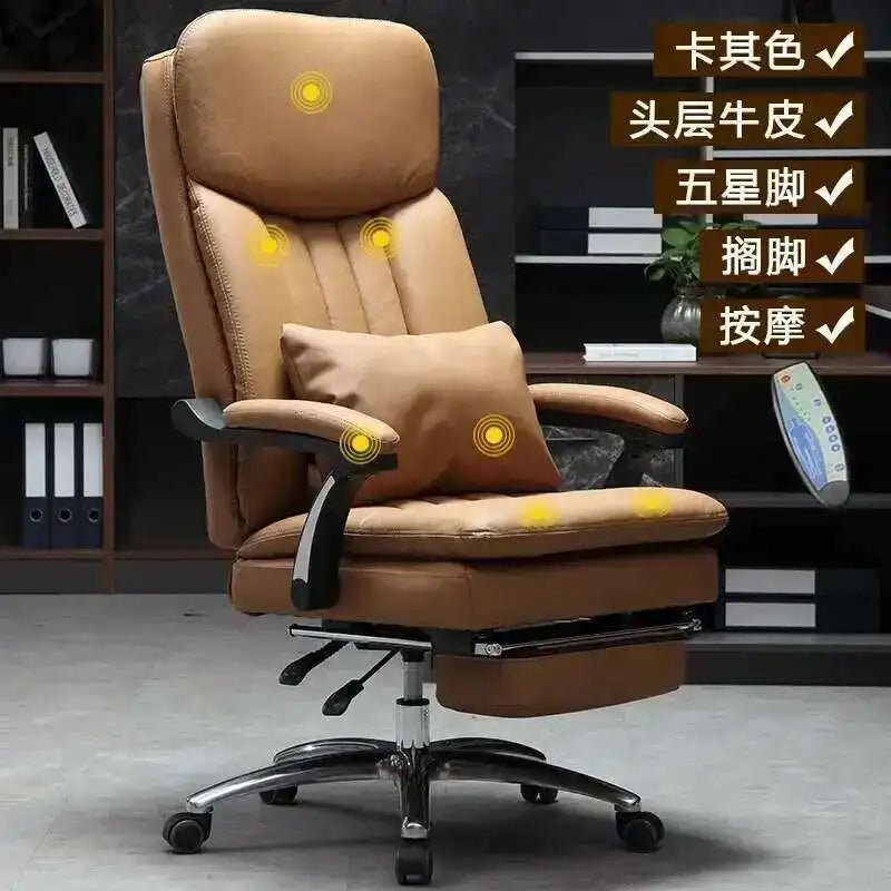 Executive Seat Office Chair Leather Study Wheels Modern Hand Relax Armchairs Library Fashion Cadeira Presidente Office Furniture