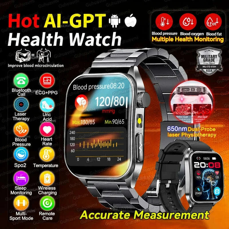kimlud-2025hot-ai-gpt-diagosis-ecg-health-smartwatch-blood-pressure-lipid-uric-acid-650nm-dual-probelaser-heart-analysis-smart-bracelet-kimlud-womens-clothes-35043026