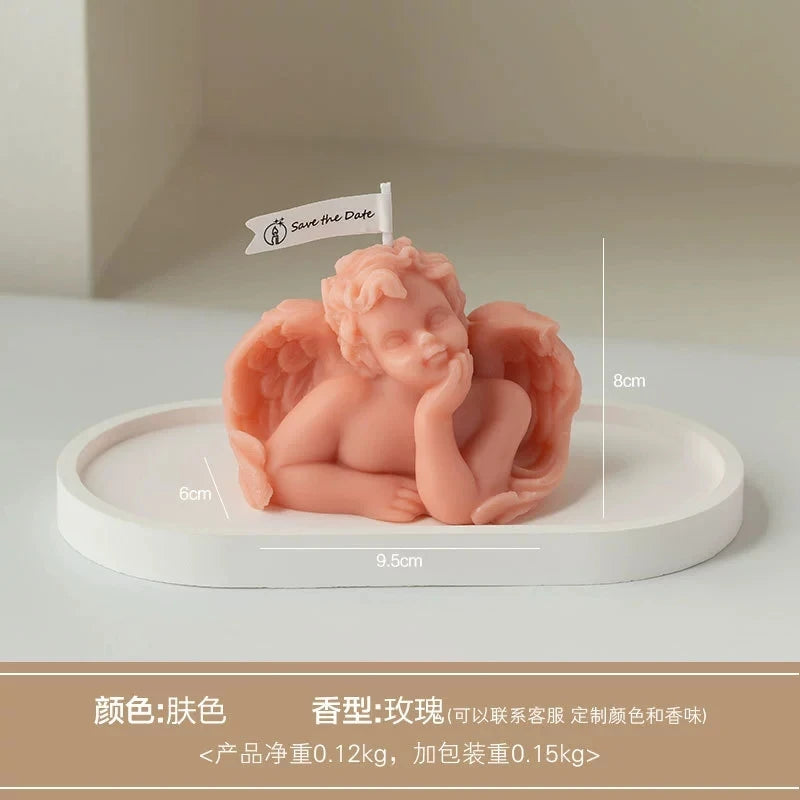 KIMLUD, 1Pc Nordic Style Cupid Angel Soy Wax Candle - Smokeless Essential Oil Aromatherapy Candle for Home Decor & Photo Props, KIMLUD Womens Clothes