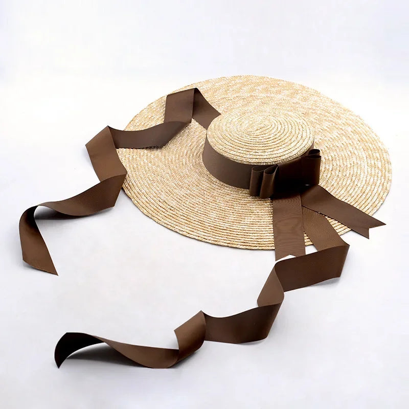 Elegant Straw Wide Brim Sun Hat — Natural | KIMLUD