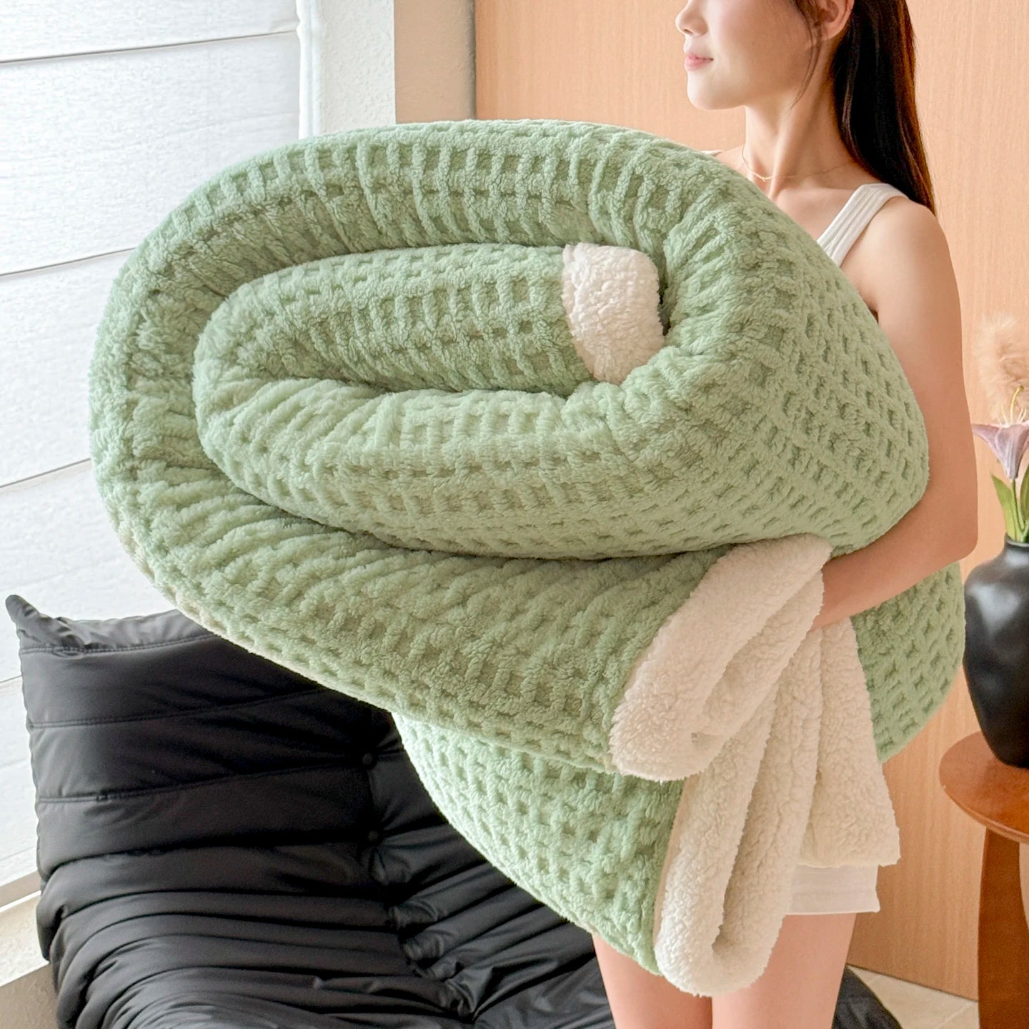 Autumn Winter Thick Warm Fleece Blanket Double Layer Artificial Lambswool Throws Blankets for Sofa or Bed Queen Double Comforter