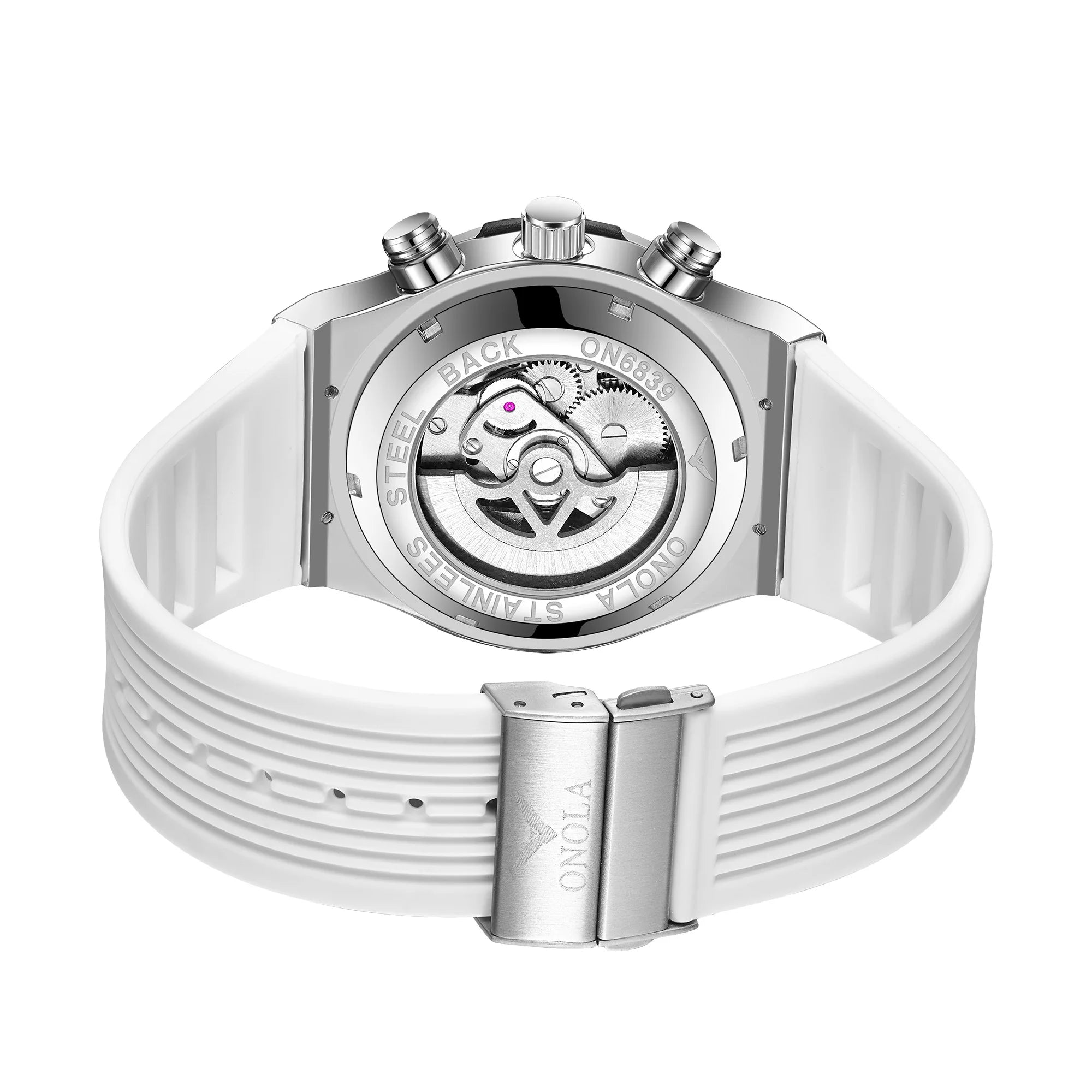 ONOLA 6855 Luxury Men Automatic Mechanical Watch High End Leisure Color Diamond Night Light Week Sports Watches for Man