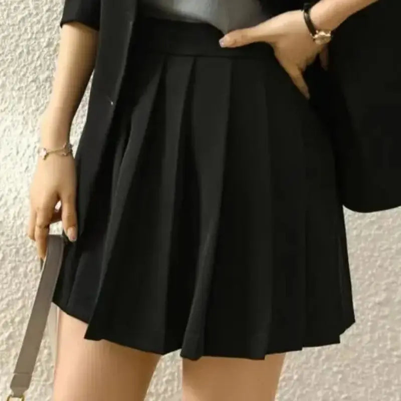 KIMLUD, Korean Preppy Suit Women Fashion Embroidered Badge Double Breasted Jacket+High Waisted Pleated Mini Skirt Elegant Party Set 131F, KIMLUD Womens Clothes