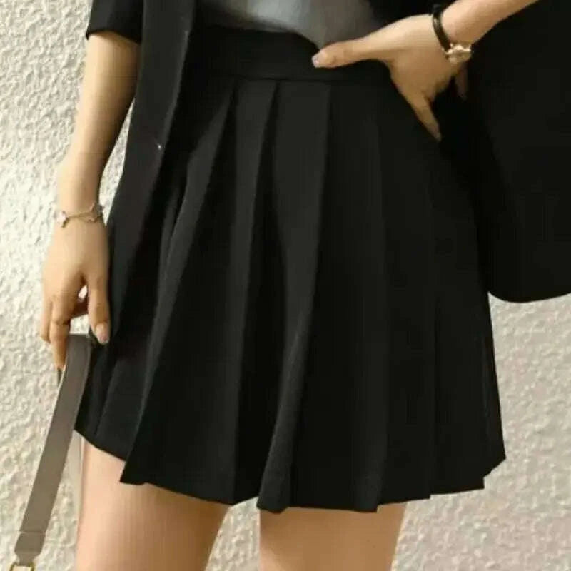 KIMLUD, Korean Preppy Suit Women Fashion Embroidered Badge Double Breasted Jacket+High Waisted Pleated Mini Skirt Elegant Party Set 131F, KIMLUD Womens Clothes