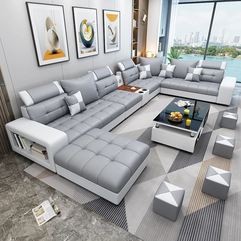 Latex Nano Three-Proof Fabric Sofa Modern Living Room — Slate Grey | KIMLUD