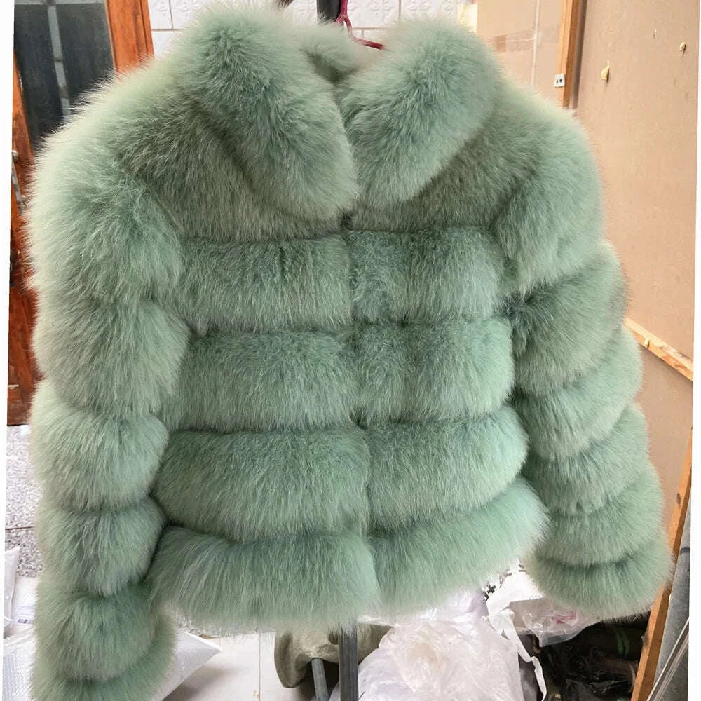 KIMLUD, QUEENTINA Fox Fur Coat Real Winter New Outwears Women's Fashion Luxury Jacket High Quality Clothing Natural And Stand Collar, KIMLUD Womens Clothes