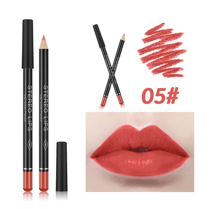 Matte Brown Lip Liner Pencil Lip Outline Contouring Lasting Waterproof Lipstick Crayon Pigments Moisturizing Lip Balm Cosmetics
