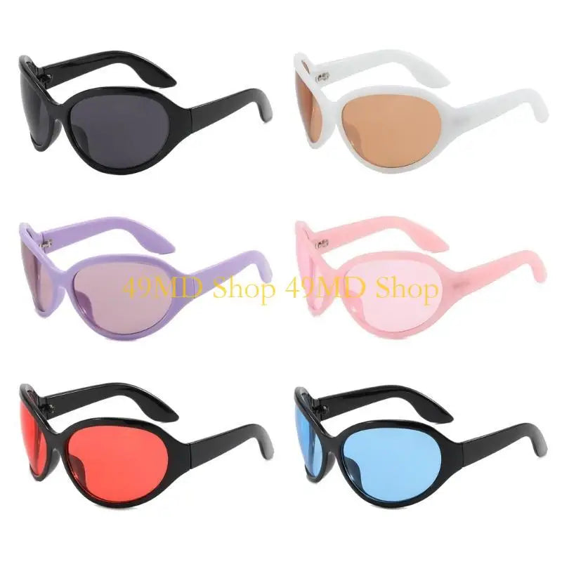 Punk Y2K Wrap Around Sunglasses With UV400 Protection And High Gloss Finish — Black | KIMLUD