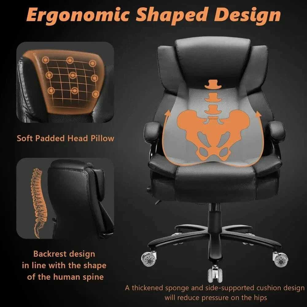 KIMLUD, 500lbs Heavy Duty Big And Tall Office Chair Dual Rubber Wheel Executive Desk Chair for Low Back Pain Relief, KIMLUD Womens Clothes