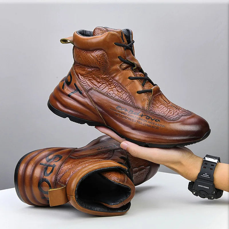Ankle Boots – Winter Fleece – Crocodile Leather | KIMLUD