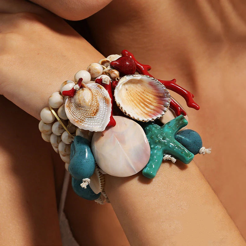 Shell Beaded Multi-layer Bracelet Set — Multicolor | KIMLUD