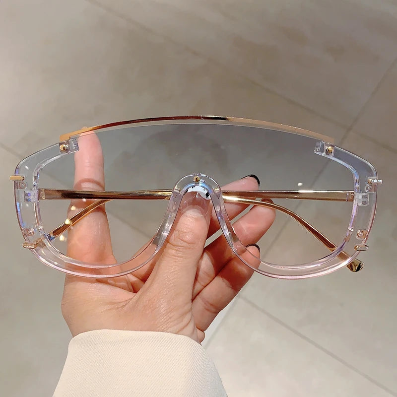 Leopard Print Sunglasses Oversize Metal Frame — Leopard | KIMLUD