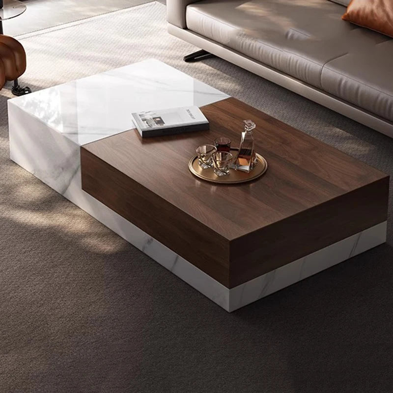 Nordic Minimalist Coffee Table With Walnut Top — Ivory | KIMLUD