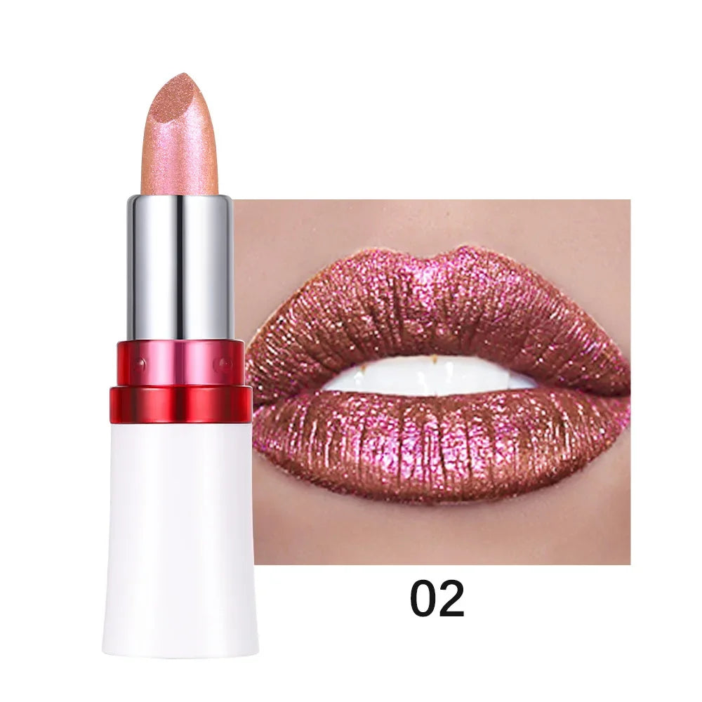 Metallic Lip Gloss Glitter Glaze Waterproof Long-Lasting — Bright Red | KIMLUD