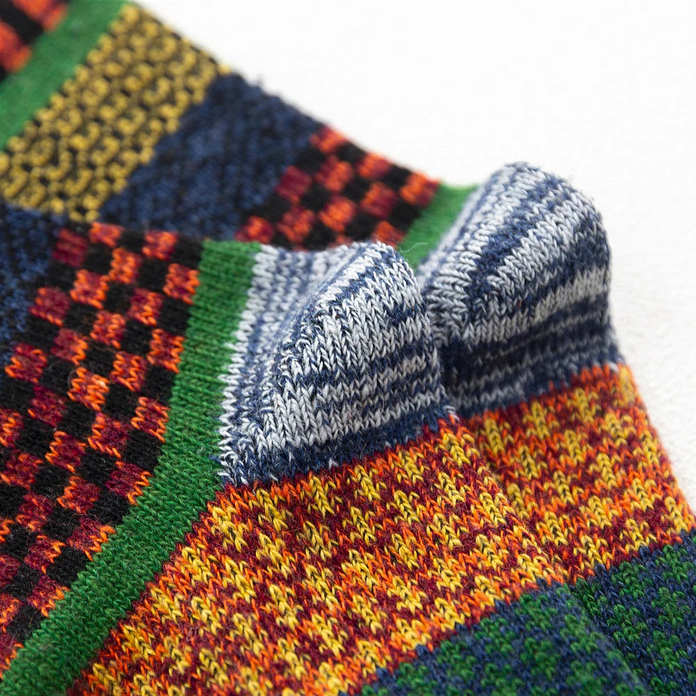 Sheep's Wool Winter Socks Thick Warm Retro Style — Colorful | KIMLUD