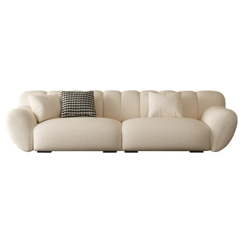 Velvet Sofa Set Nordic Minimal Relaxed — Creamy White | KIMLUD