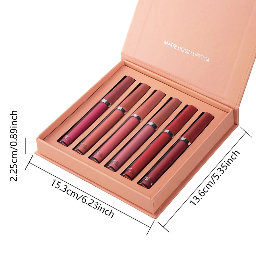 Matte Lip Gloss Set Six Shade Palette — Rose | KIMLUD