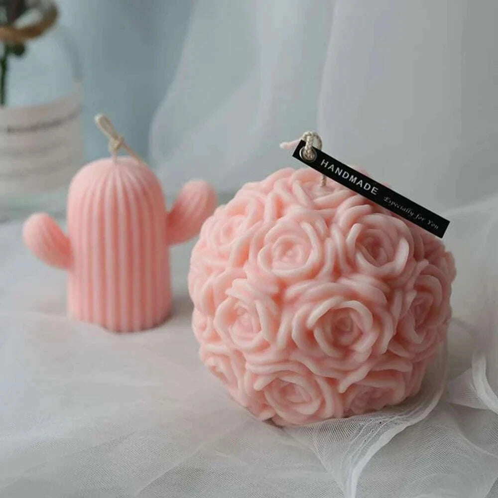 KIMLUD, 3D Rose Shape Ball Candle 7cm Rose Scented Flower Candles Girls Home Birthday Party Decoration Ball Wax Fragrance Candles Gift, KIMLUD Womens Clothes