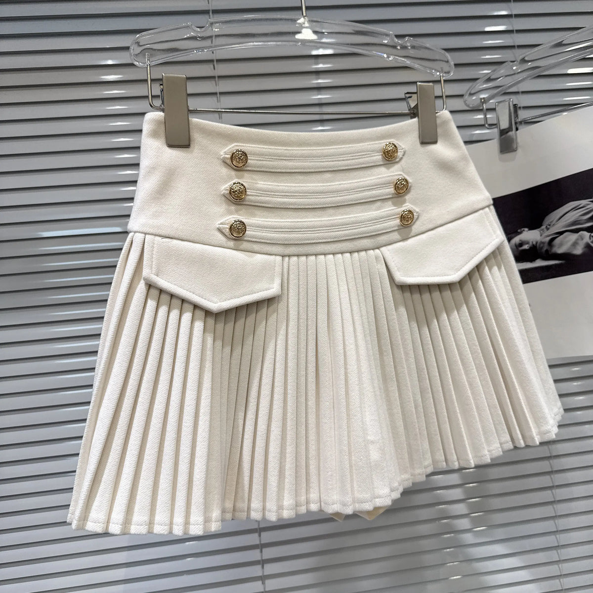A-Line Skirt – High-Waisted Pleated – Polyester Blended | KIMLUD