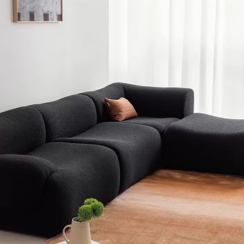 Velvet Modular Sofa — Minimalist Modern Living Room Sofa With Flexible Configuration — Ivory | KIMLUD