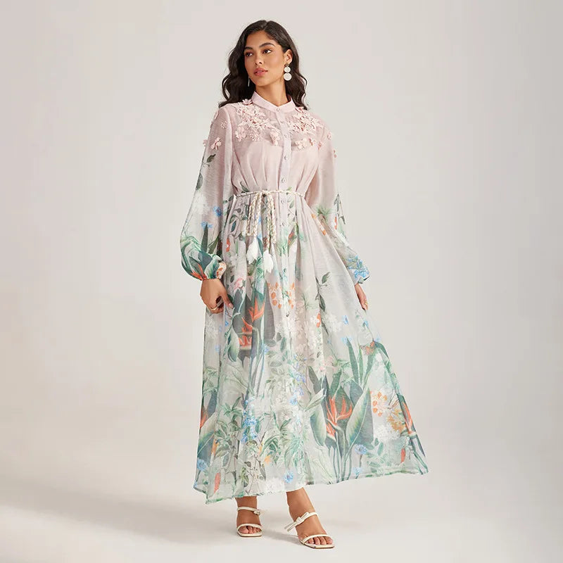 Sle Long Sve Embroidered Dr Stand Collar Tee Dimensional Holiday Faion Low Waist Thi Winter Street Sle