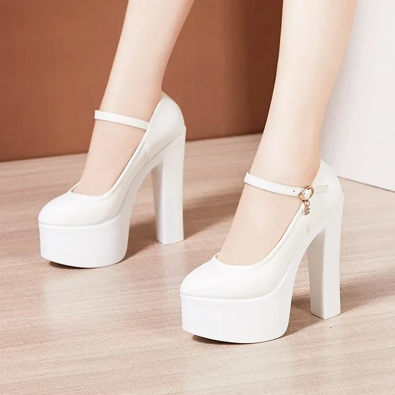 Pumps – Extreme Block Heel Platform – PU | KIMLUD