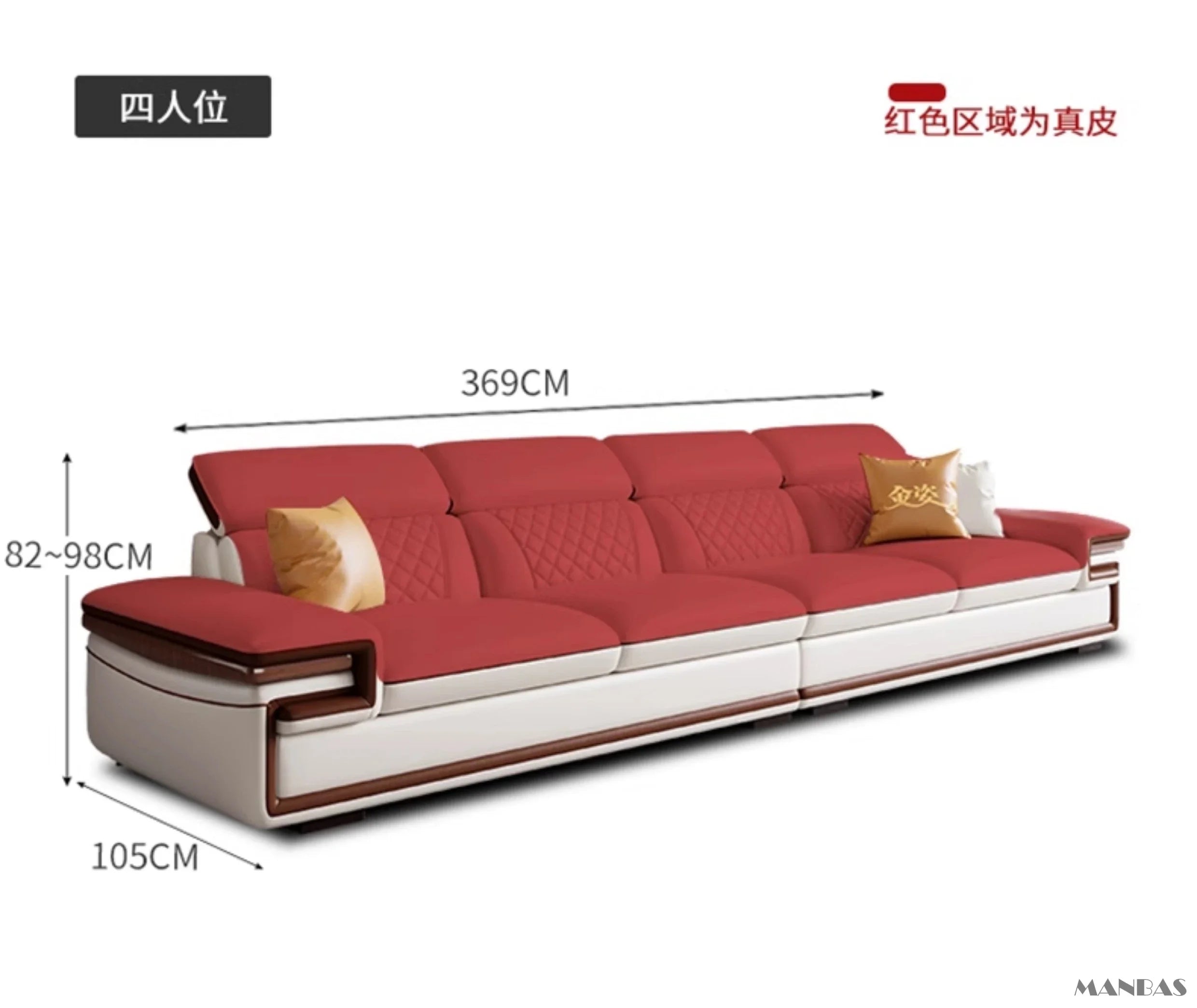Genuine Italian Leather Sofa Set With Adjustable Headrests — Ivory | KIMLUD