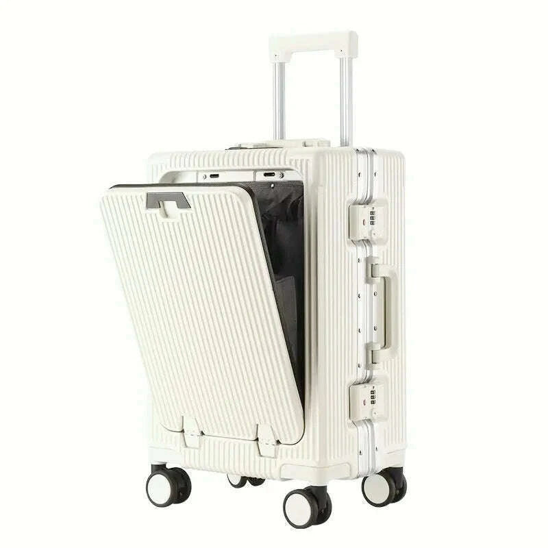 suitcase-front-opening-pocket-aluminum-alloy-frame-rolling-luggage-with-usb-charging-plug-trolley-carry-on-case-bag-with-wheelkimlud-womens-fashion-34613032