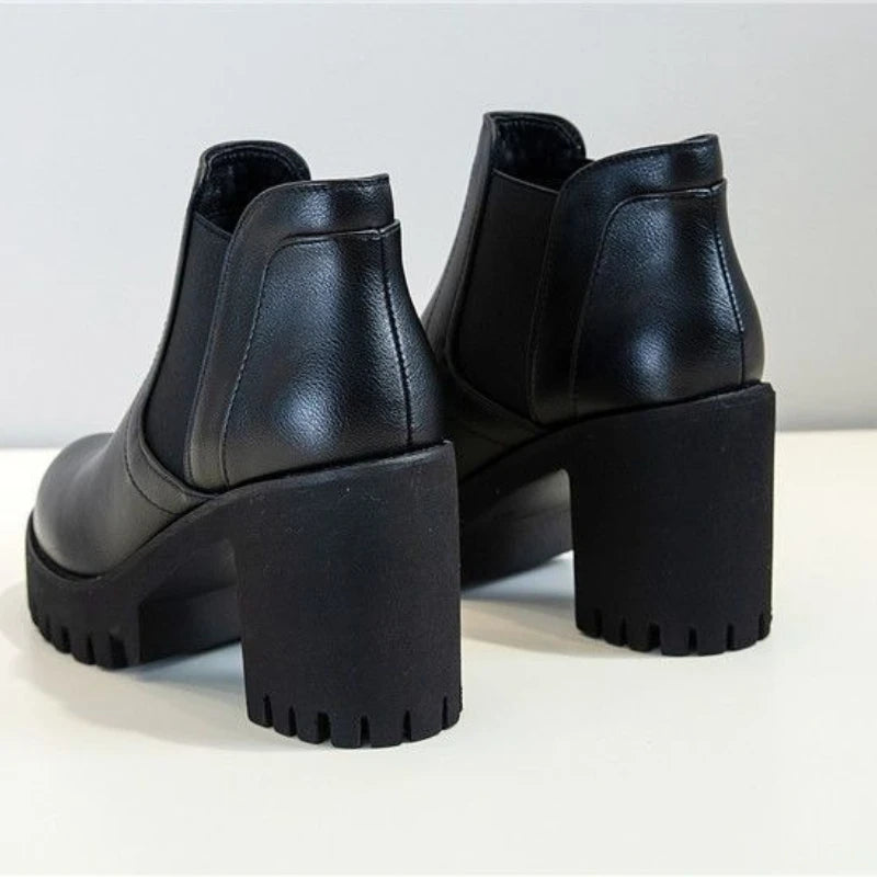 Autumn Winter New Coarse Heel Thick Bottom Fashionable Versatile Short Boots Casual Comfortable Women's High Heels