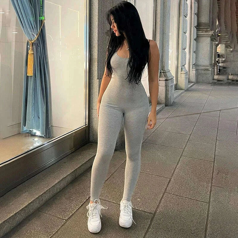 Summer New Jumpsuits Women Sleeveless Bodycon Sexy Backless Black Fashion Rompers Casual Streetwear Sporty Slim Basic Overall Summer New Jumpsuits Women Sleeveless Bodycon Sexy Backless Black Fashion Rompers Casual Streetwear Sporty Slim Basic Overall