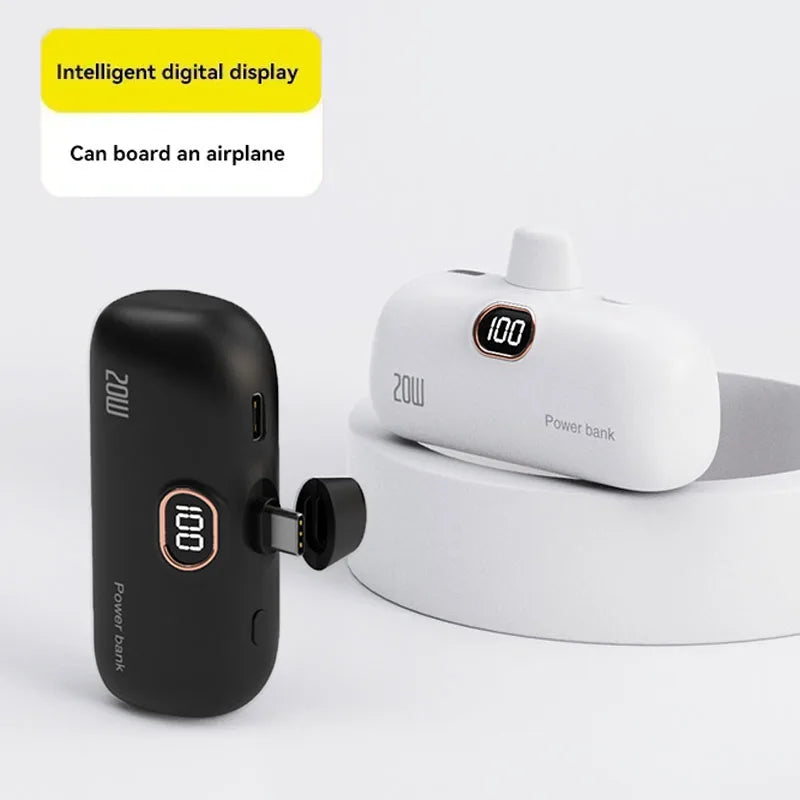 Mini Power Bank 2000/5000mAh Built Cable Portable Mobile Charger Fast Charger Spare Battery Capsule Power bank For iPhone Type-C