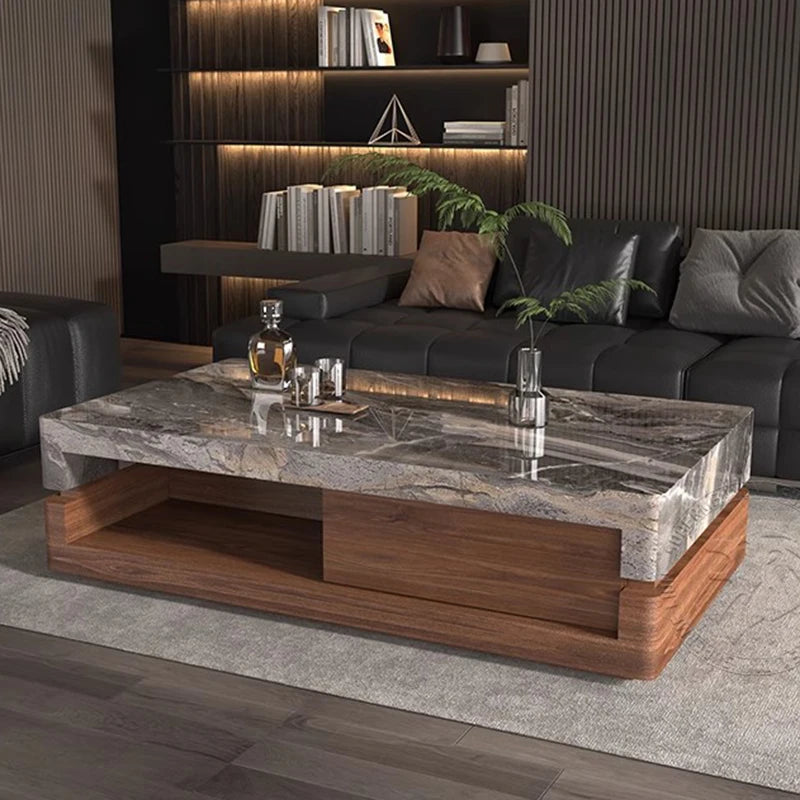 Solid Wood Coffee Table Minimalist Round — Charcoal Black | KIMLUD