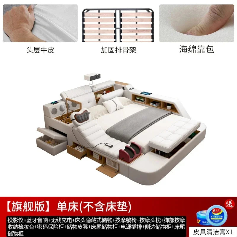 Luxury Storage Double Bed Modern Massager King Size Cameras Multifunctional Twin House Matrimoniale Bedroom Furniture