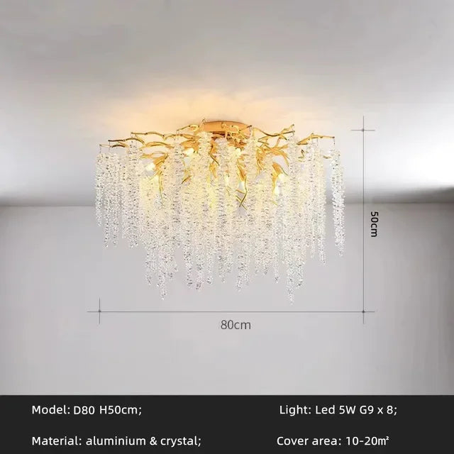 2024 Luxury Gold Glass LED Lights Ceiling Chandeliers Crystal Hanging Pendant Lamps Home Decor for Dining Room Lustres