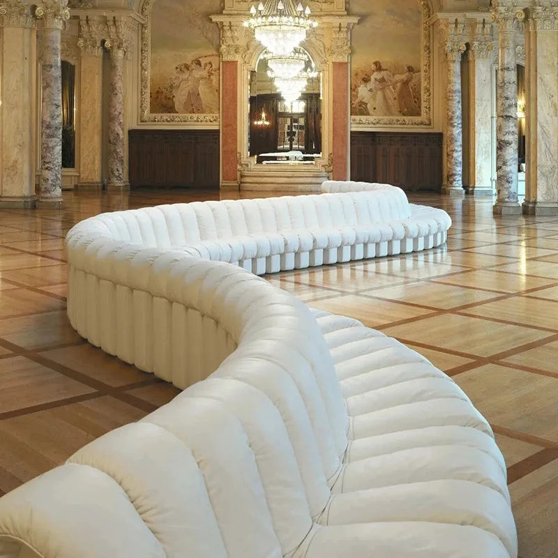 Artistic Leather Snake Curved Sofa — White | KIMLUD