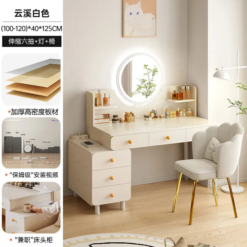 European Modern Vanity Table Bedroom Drawers Storage Mirror Dressing Table Comfortable Cosmetics Vestidores Trendy Furniture