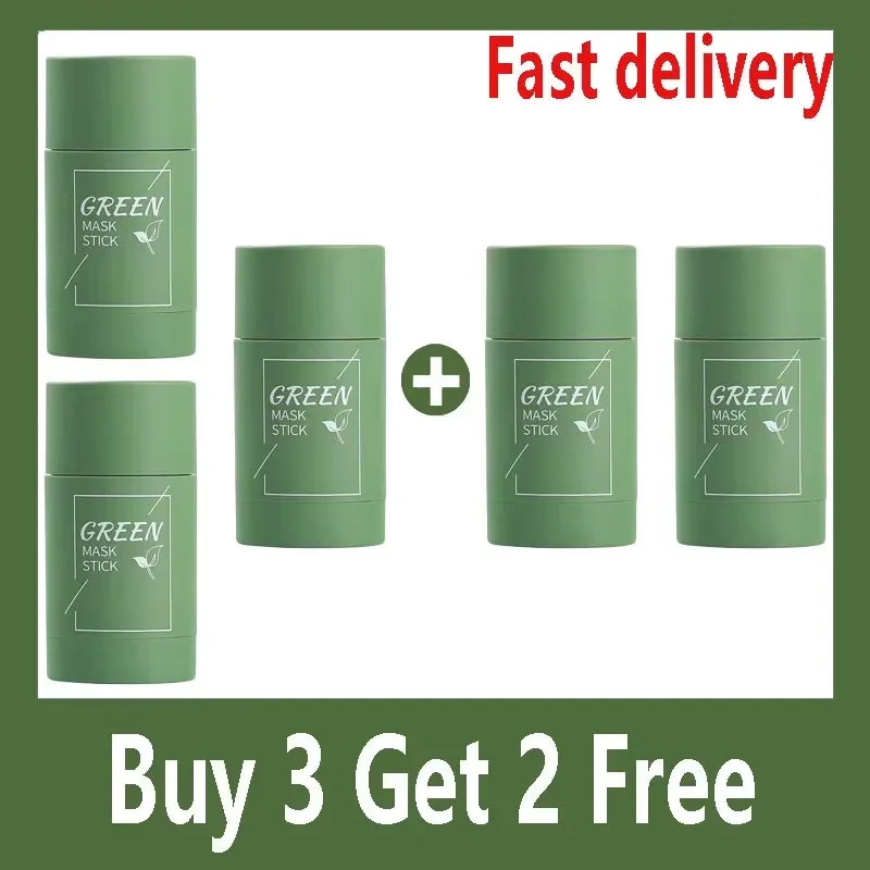 Green Tea Eggplant Solid Mask Deep Cleansing Oil Control Balance Antioxidan Shrink Pores Remove Blackheads Refreshing Mud Mask