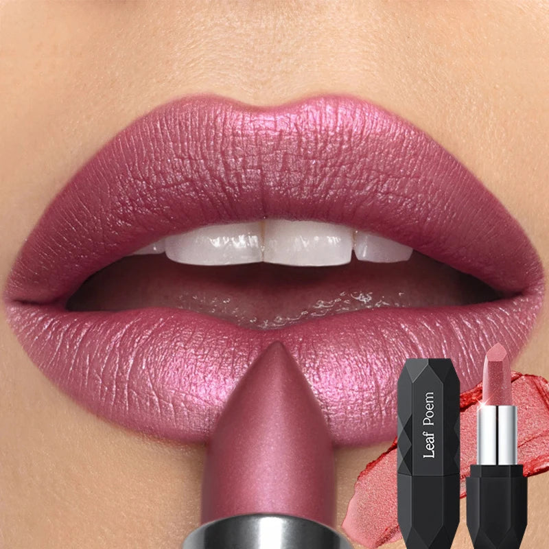 Pearlescent Glitter Matte Lipstick Diamond Shine — Nude Pink | KIMLUD